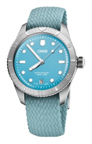 Oris Divers Sixty-Five Cotton Candy ∅38 mm - 10 ATM, Esfera azul, correa de tela