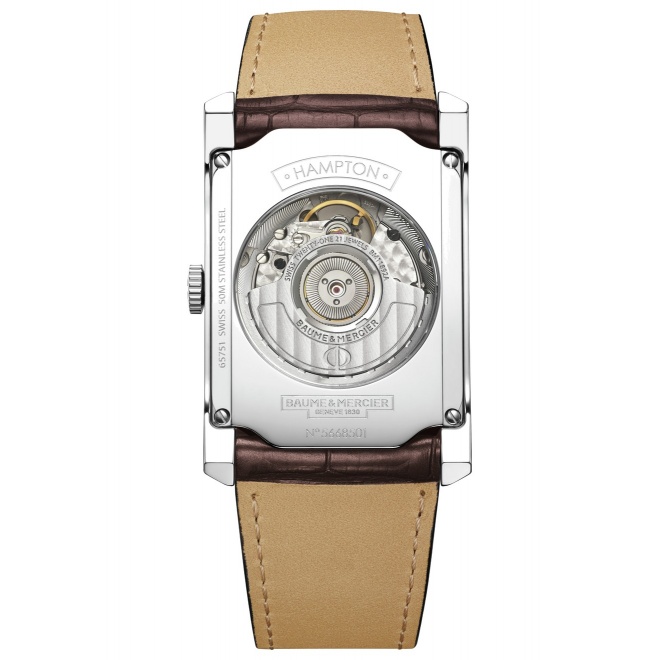 Baume & Mercier Hampton 47,0 x 31,0 mm - 5 ATM, Esfera blanco roto, correa de american alligator leather