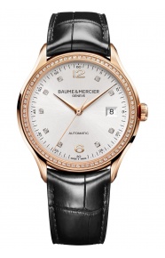 Baume & Mercier Clifton ∅39 mm - 5 ATM, Esfera plata, correa de aligátor