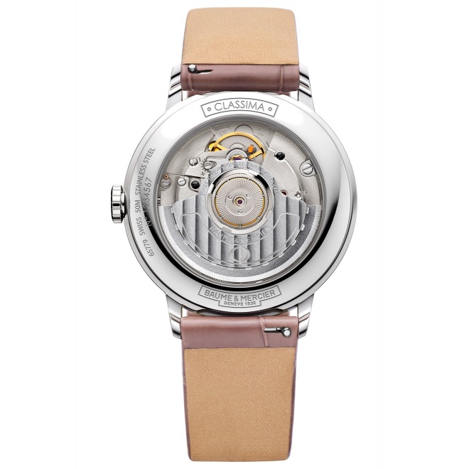Baume & Mercier Classima ∅36,5 mm - 5 ATM, Esfera blanca, correa de aligátor con escamas cuadradas semimate