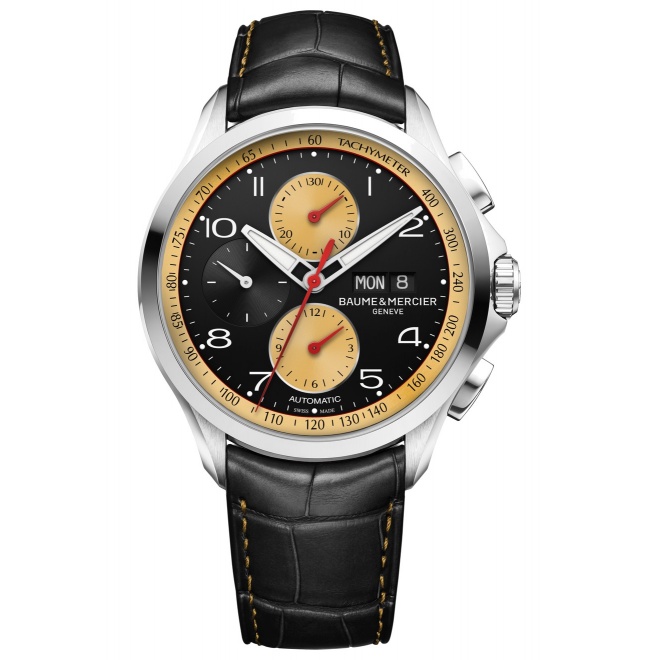 Baume & Mercier Clifton Club ∅44 mm - 5 ATM, Esfera negra, correa de american alligator leather