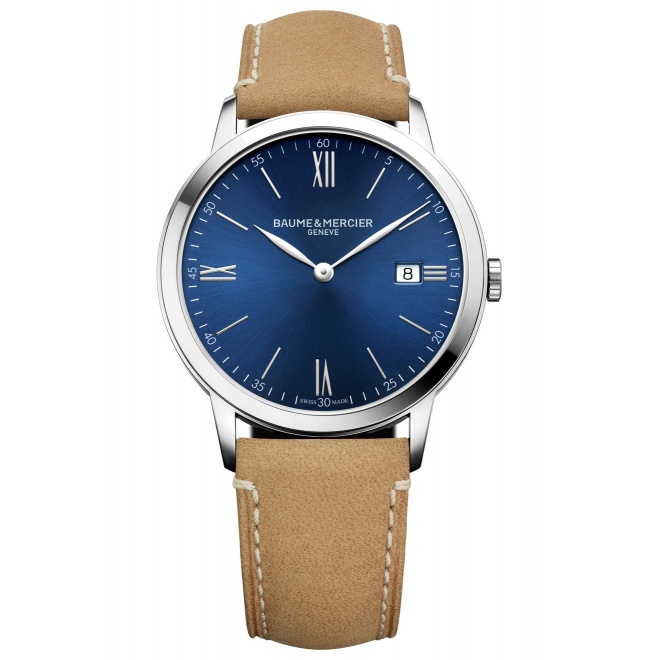 Baume & Mercier Classima ∅40 mm - 5 ATM, Esfera azul, correa de becerro