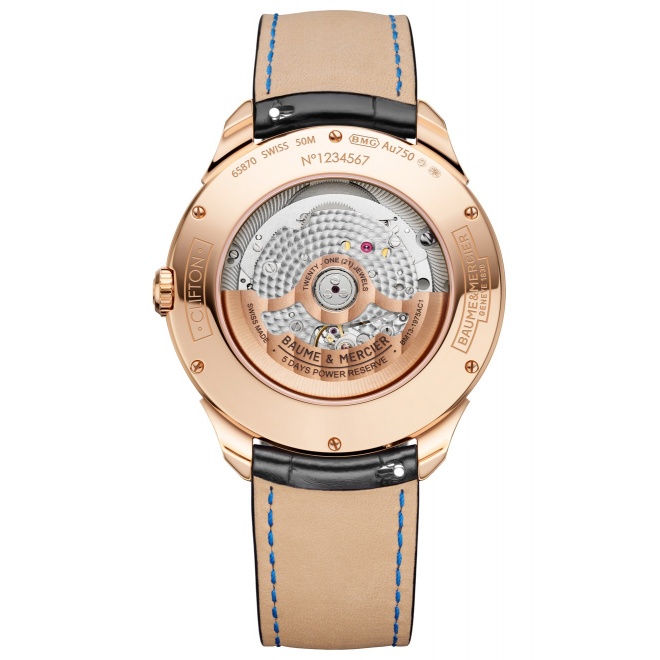 Baume & Mercier Clifton ∅42 mm - 5 ATM, Esfera blanca, correa de aligátor con escamas cuadradas semimate