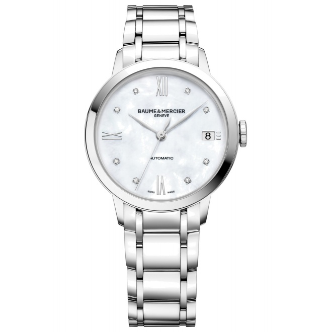 Baume & Mercier Classima ∅34 mm - 5 ATM, Esfera blanca, brazalete de acero