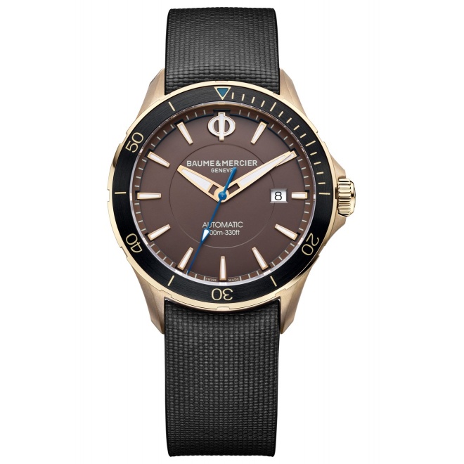 Baume & Mercier Clifton Club ∅42 mm - 10 ATM, Esfera marrón, correa de synthetic elastomer