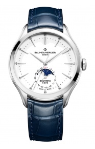 Baume & Mercier Clifton ∅42 mm - 5 ATM, Esfera blanca, correa de aligátor
