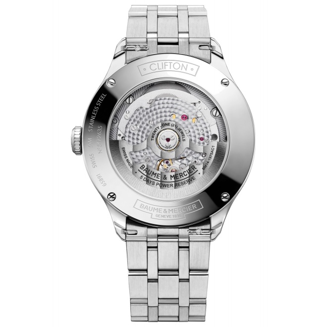 Baume & Mercier Clifton ∅42 mm - 5 ATM, Esfera blanca, brazalete de acero