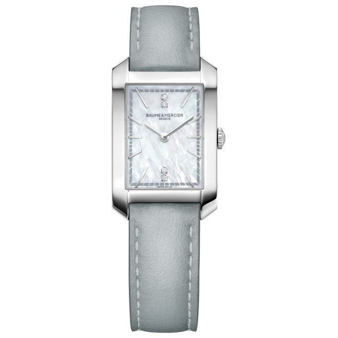 Baume & Mercier Hampton 34,9 x 22,2 mm - 5 ATM, Esfera blanca, correa de piel de becerro