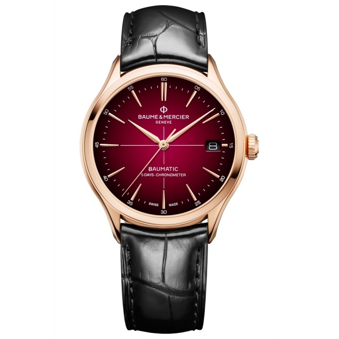 Baume & Mercier Clifton ∅39 mm - 5 ATM, correa de aligátor con escamas cuadradas semimate