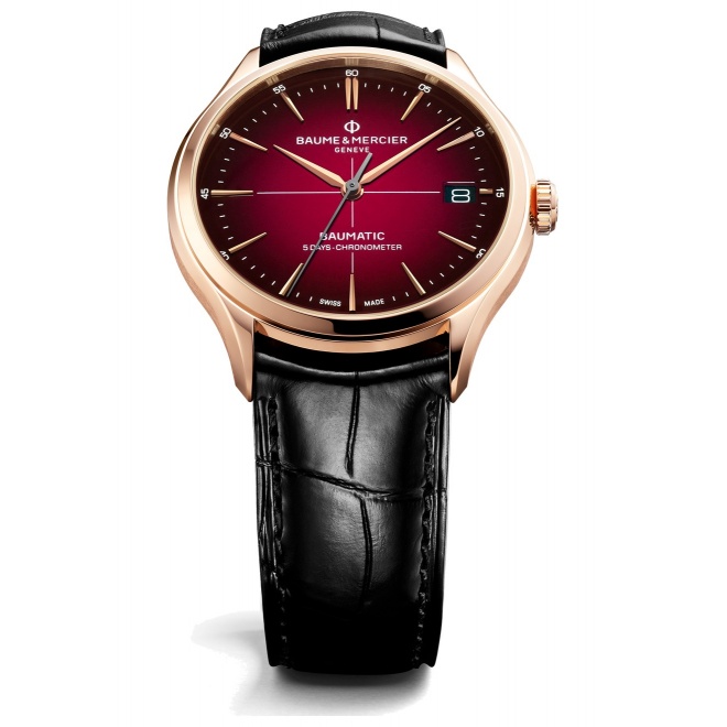 Baume & Mercier Clifton ∅39 mm - 5 ATM, correa de aligátor con escamas cuadradas semimate
