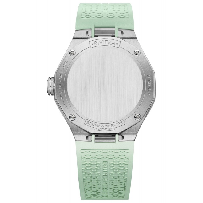Baume & Mercier Riviera ∅36 mm - 5 ATM, Esfera verde, correa de caucho