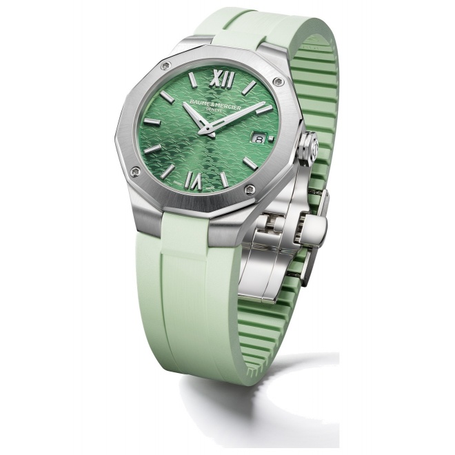 Baume & Mercier Riviera ∅36 mm - 5 ATM, Esfera verde, correa de caucho