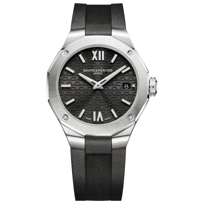 Baume & Mercier Riviera ∅36 mm - 5 ATM, Esfera negra, correa de caucho