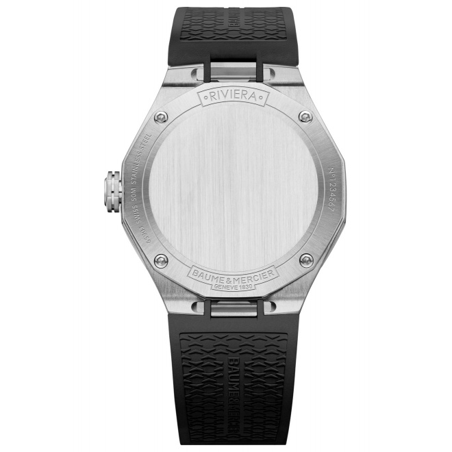 Baume & Mercier Riviera ∅36 mm - 5 ATM, Esfera negra, correa de caucho
