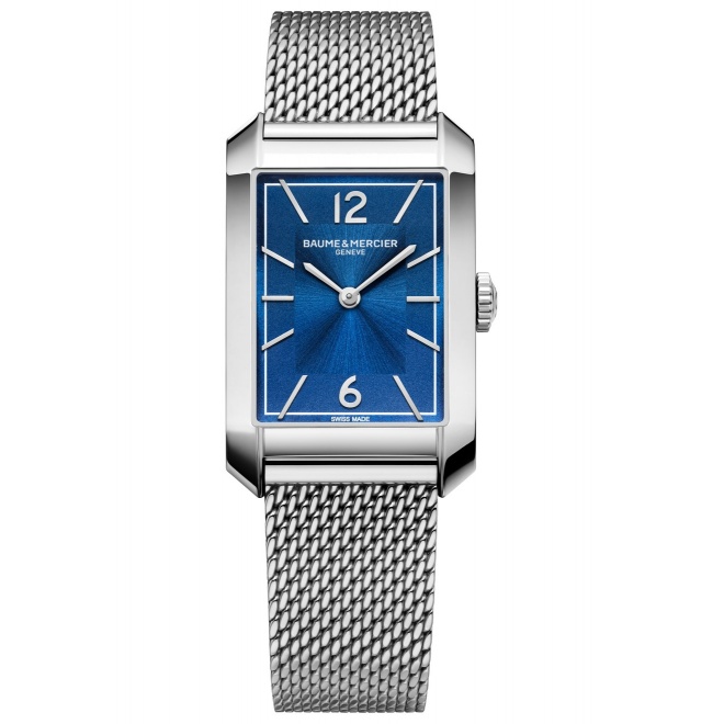 Baume & Mercier Hampton 43,0 x 27,5 mm - 5 ATM, Esfera azul, brazalete de acero
