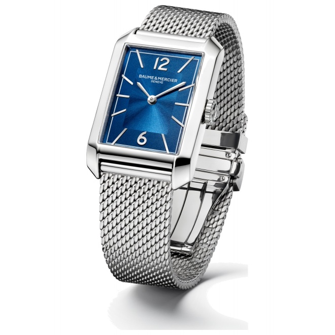 Baume & Mercier Hampton 43,0 x 27,5 mm - 5 ATM, Esfera azul, brazalete de acero