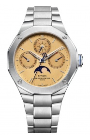 Baume & Mercier Riviera ∅40 mm - 5 ATM, Esfera amarilla, brazalete de acero