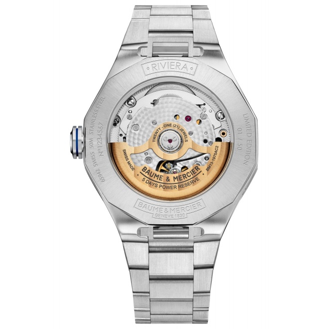 Baume & Mercier Riviera ∅40 mm - 5 ATM, Esfera amarilla, brazalete de acero