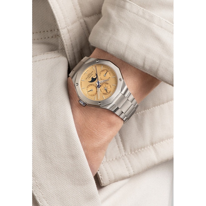 Baume & Mercier Riviera ∅40 mm - 5 ATM, Esfera amarilla, brazalete de acero