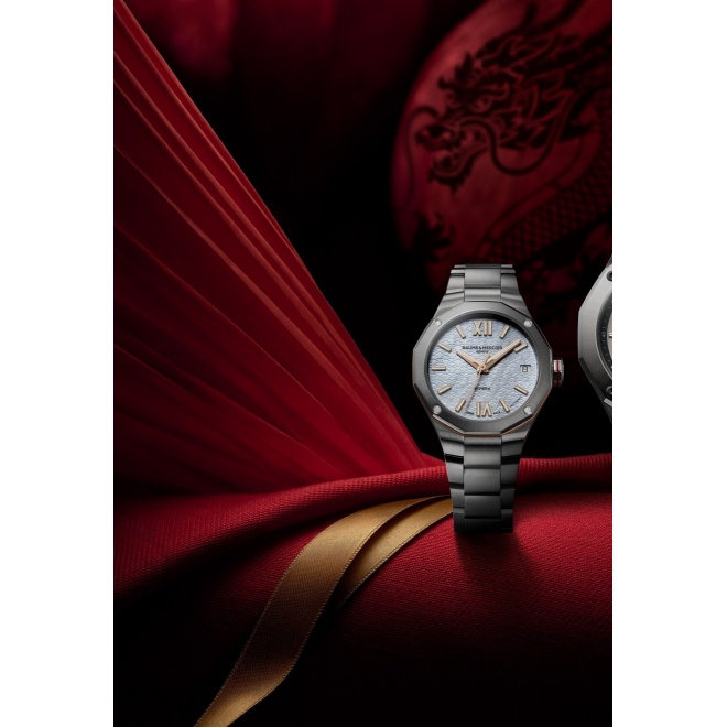 Baume & Mercier Riviera ∅43 mm - 10 ATM, Esfera beige sable, brazalete de acero