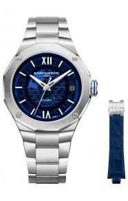 Baume & Mercier Riviera ∅39 mm - 10 ATM, Esfera azul, correa de caucho - aligátor