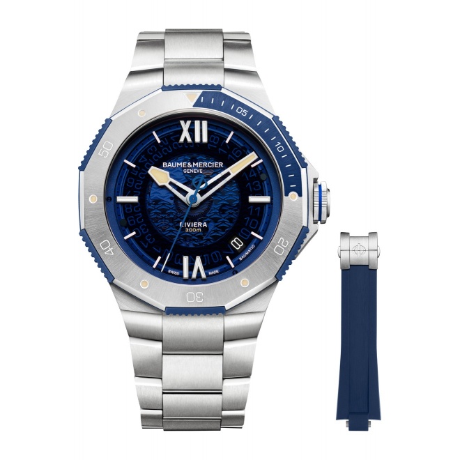 Baume & Mercier Riviera ∅42 mm - 30 ATM, Esfera azul, brazalete de acero