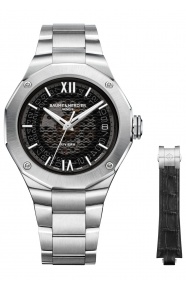 Baume & Mercier Riviera ∅39 mm - 10 ATM, Esfera gris, correa de caucho - aligátor