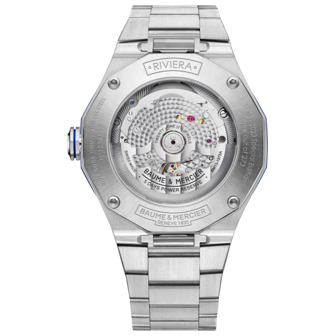 Baume & Mercier Riviera ∅42 mm - 10 ATM, Esfera azul, brazalete de acero
