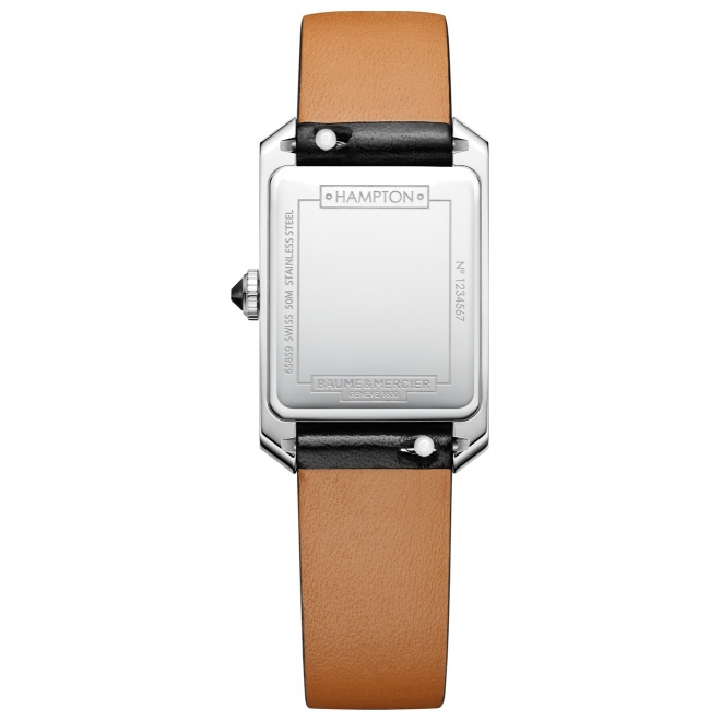 Baume & Mercier Hampton 34,9 x 22,2 mm - 5 ATM, Esfera negra, correa de piel de becerro