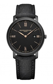 Baume & Mercier Classima ∅39 mm - 5 ATM, Esfera negra, correa de tejido