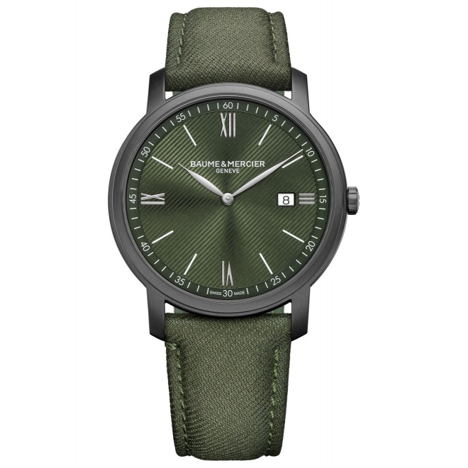 Baume & Mercier Classima ∅42 mm - 3 ATM, Esfera verde, correa de tejido