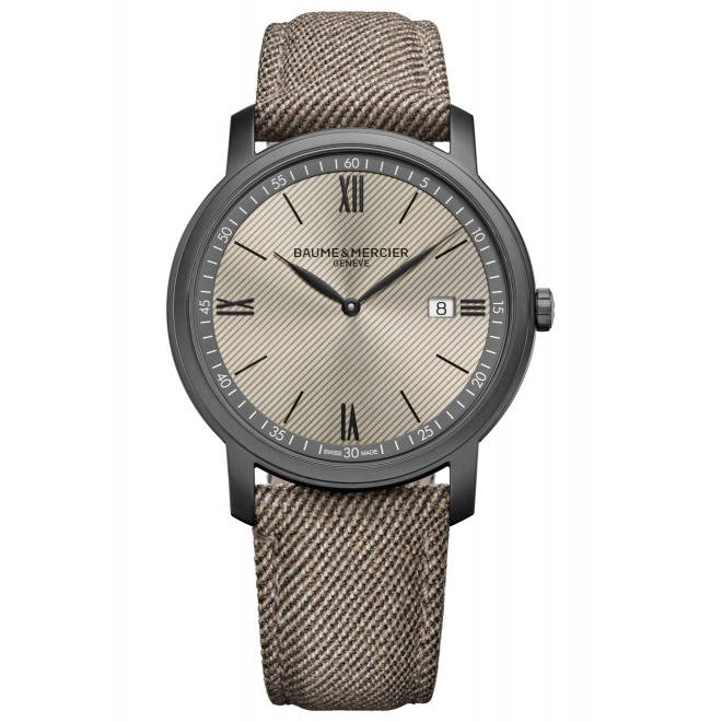 Baume & Mercier Classima ∅42 mm - 3 ATM, Esfera gris, correa de tejido