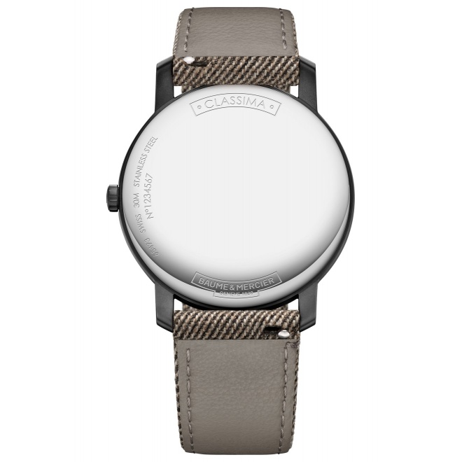 Baume & Mercier Classima ∅42 mm - 3 ATM, Esfera gris, correa de tejido
