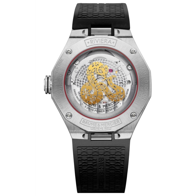 Baume & Mercier Riviera ∅39 mm - 10 ATM, Esfera gris, correa de aligátor