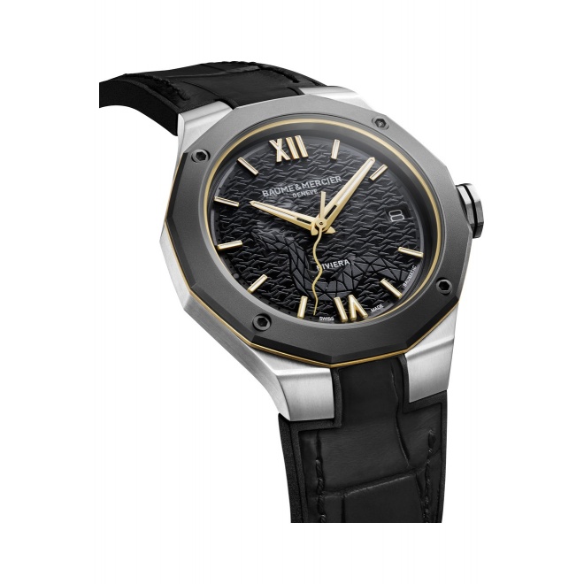 Baume & Mercier Riviera ∅39 mm - 10 ATM, Esfera gris, correa de aligátor