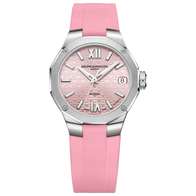 Baume & Mercier Riviera ∅33 mm - 5 ATM, Esfera rosa, correa de synthetic elastomer