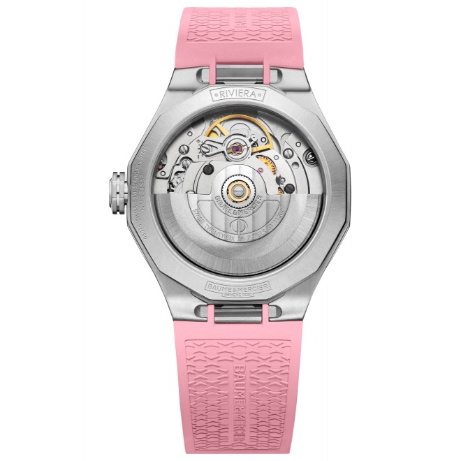 Baume & Mercier Riviera ∅33 mm - 5 ATM, Esfera rosa, correa de synthetic elastomer