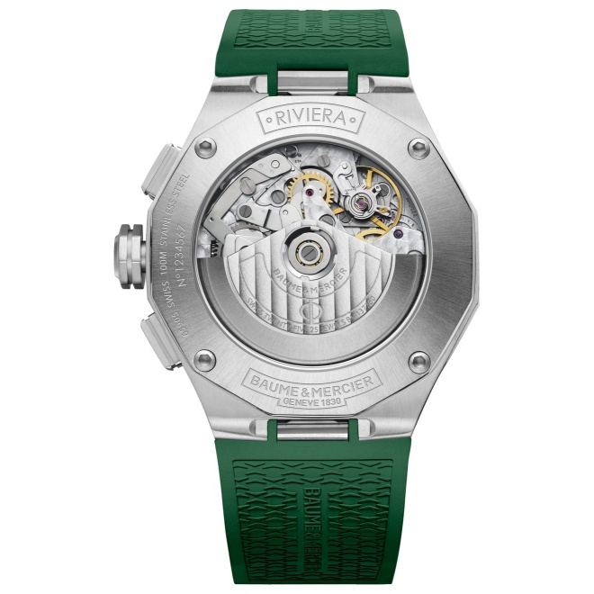 Baume & Mercier Riviera ∅43 mm - 10 ATM, Esfera negra, correa de caucho