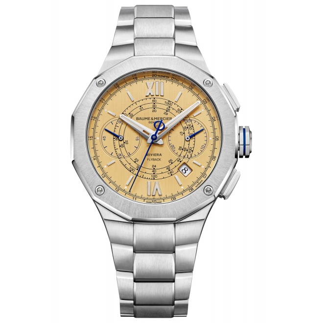 Baume & Mercier Riviera ∅41 mm - 10 ATM, Esfera amarilla, brazalete de acero