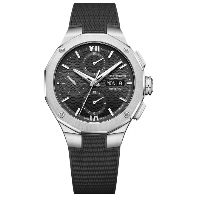 Baume & Mercier Riviera ∅41 mm - 10 ATM, Esfera negra, correa de caucho
