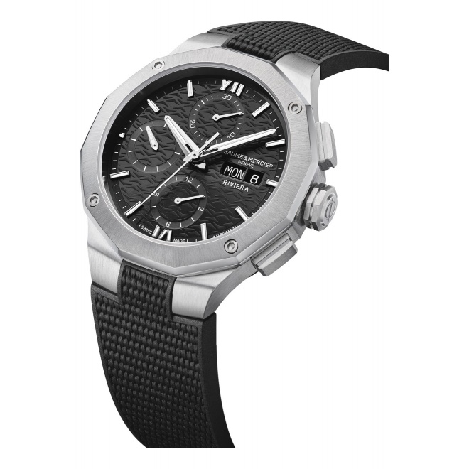 Baume & Mercier Riviera ∅41 mm - 10 ATM, Esfera negra, correa de caucho