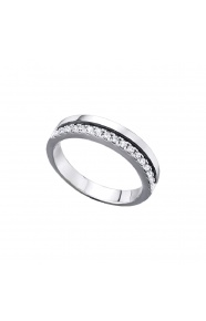 Alianza de oro blanco de 18 Kt con diamantes de 0,25 ct