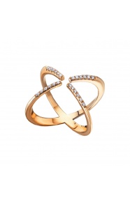 Anillo de oro rosa de 18 Kt con diamantes de 0,15 ct