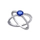 Anillo de oro blanco de 18 Kt con zafiro y diamantes, 0,35 ct