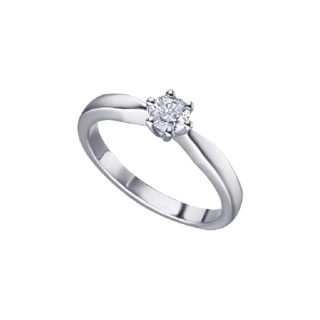 Anillo de oro blanco de 18 Kt con diamante de 0,30 ct