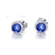Pendientes de oro blanco de 18 Kt con zafiros y orla de diamantes, 0,48 ct