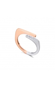Anillo de oro blanco y rosa de 18 Kt con diamantes de 0,05 ct