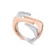 Anillo de oro blanco y rosa de 18 Kt con diamantes de 0,10 ct