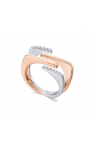 Anillo de oro blanco y rosa de 18 Kt con diamantes de 0,10 ct