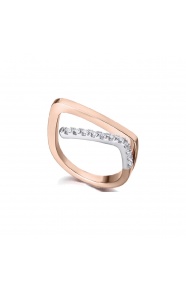 Anillo de oro blanco y rosa de 18 Kt con diamantes de 0,19 ct
